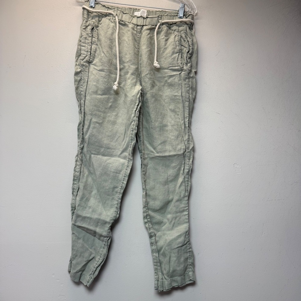 C&C California Linen Pants Womens Small Sage Green Excellent Rope Drawstring